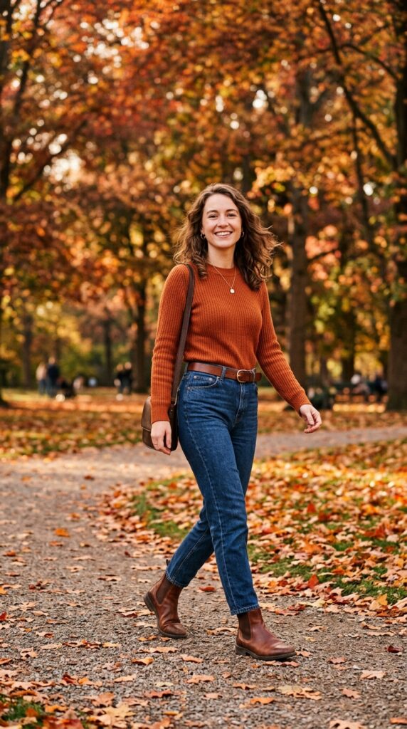 Dark Blue Jeans Fall Outfit Ideas