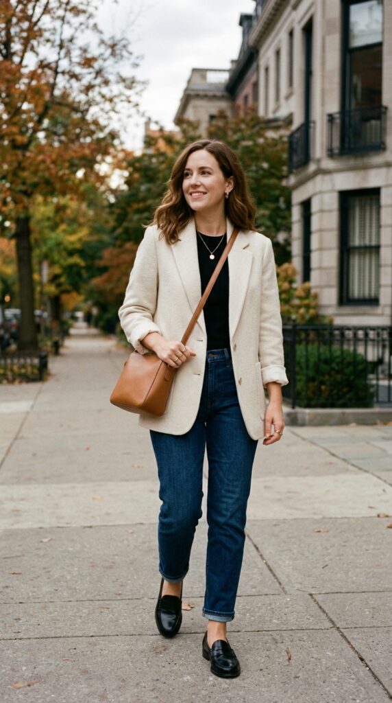 Dark Blue Jeans Fall Outfit Ideas