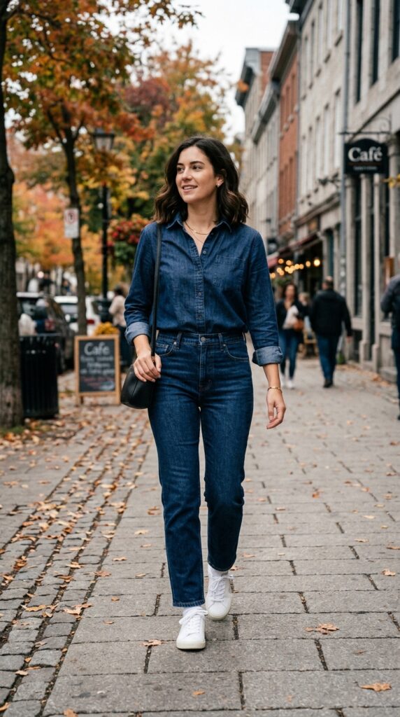 Dark Blue Jeans Fall Outfit Ideas